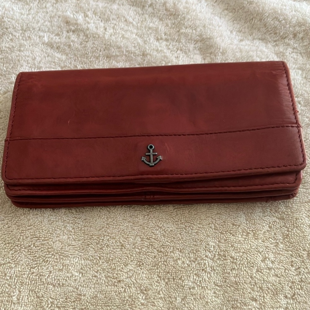Red Wallet with Anchor Detail